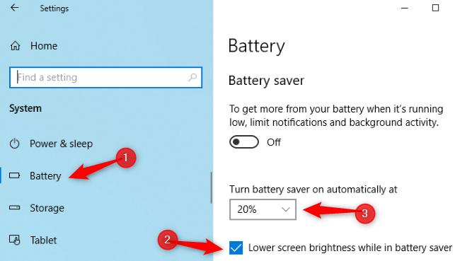 Select The Battery Percentage and Change Battery Saver