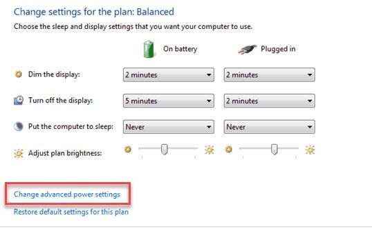 Change Advanced Power Settings