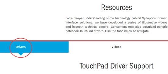 Manual Download of the Synaptics Touchpad Driver