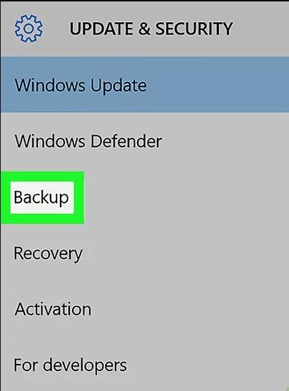 Select the backup option