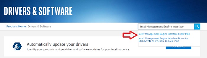 write Intel Management Engine Interface in the search box