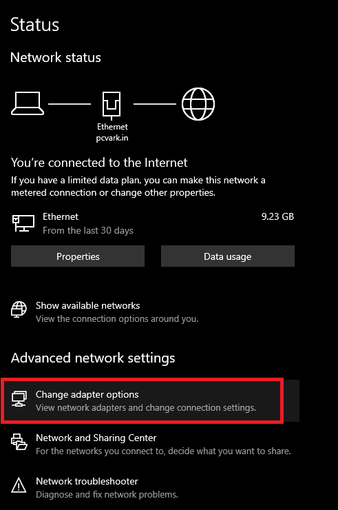 Change Adapter Options