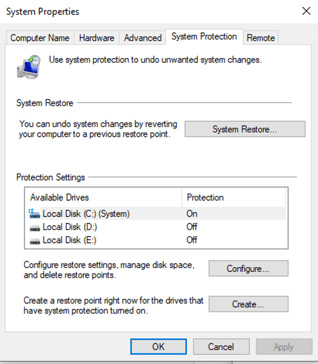 Apply System Protection Apply System Protection