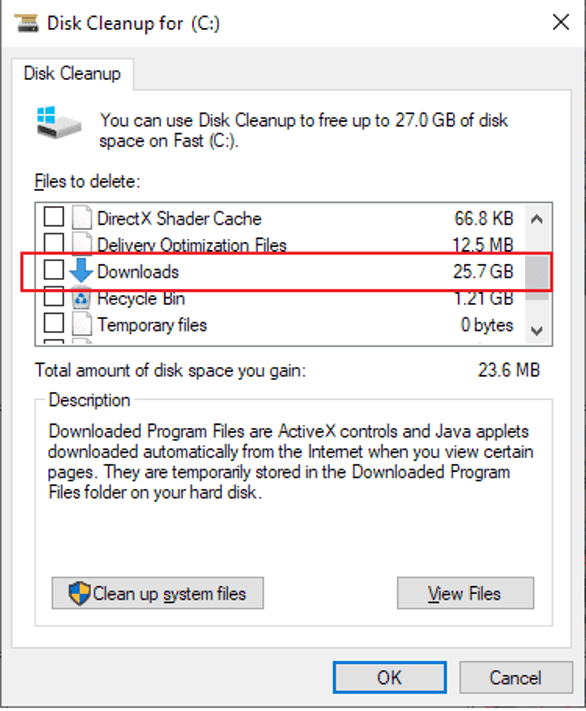 Choose Clean up system files Choose Clean up system files