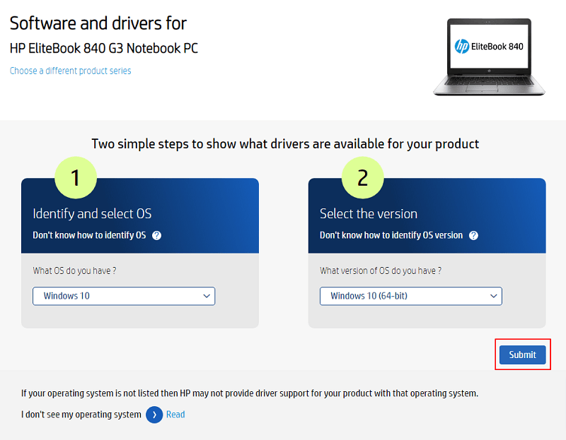 HP EliteBook 840 G3 - Select OS and Select Version