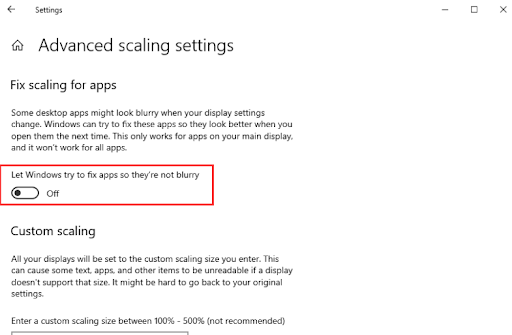 Let Windows try to fix apps so they’re not blurry