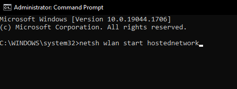 netsh wlan start hostednetwork