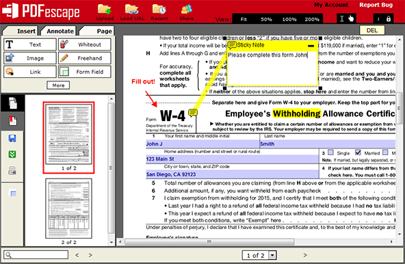 PDFescape - Free Mac PDF Editor
