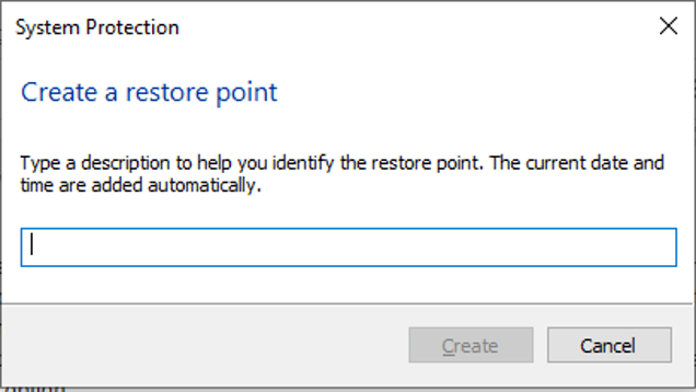 Create Restore point Create Restore point