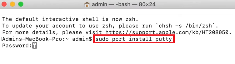 sudo port install PuTTY