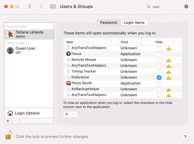 Users & Groups - Mac