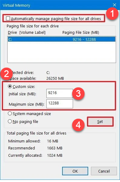 Virtual Memory windows