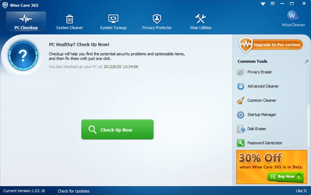 Wise Care 365 software for Optimize Windows PC