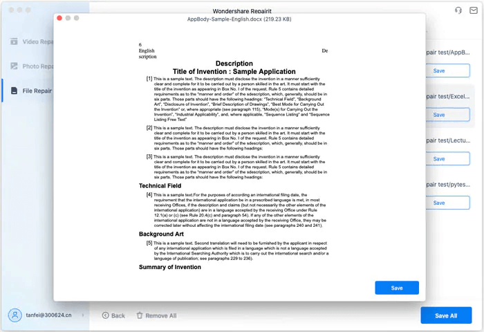 Wondershare Repairit - file repair save